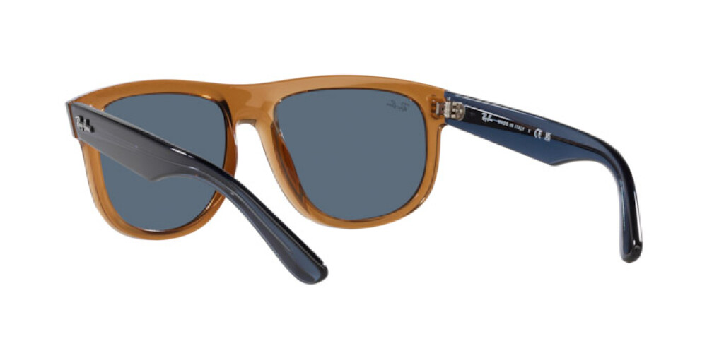 Óculos de Sol Ray-Ban Boyfriend Reverse RBR0501S 6711GA Marrom Lente Azul  Claro Tam 56