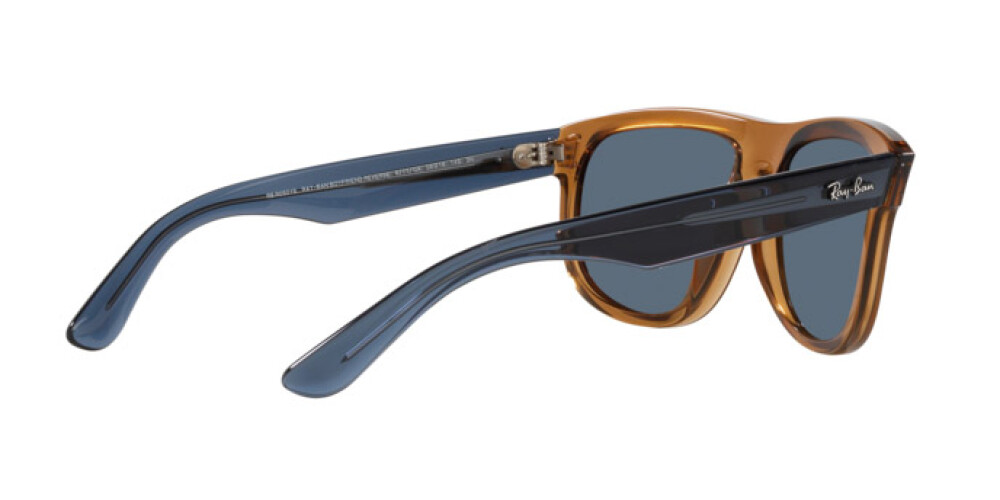 Óculos de Sol Ray-Ban Boyfriend Reverse RBR0501S 6711GA Marrom Lente Azul  Claro Tam 56