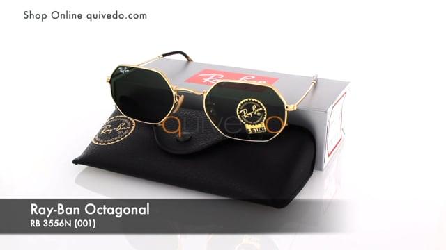 Ray Ban Octagonal Flat Lenses RB 3556N 001 Sunglasses Man Woman